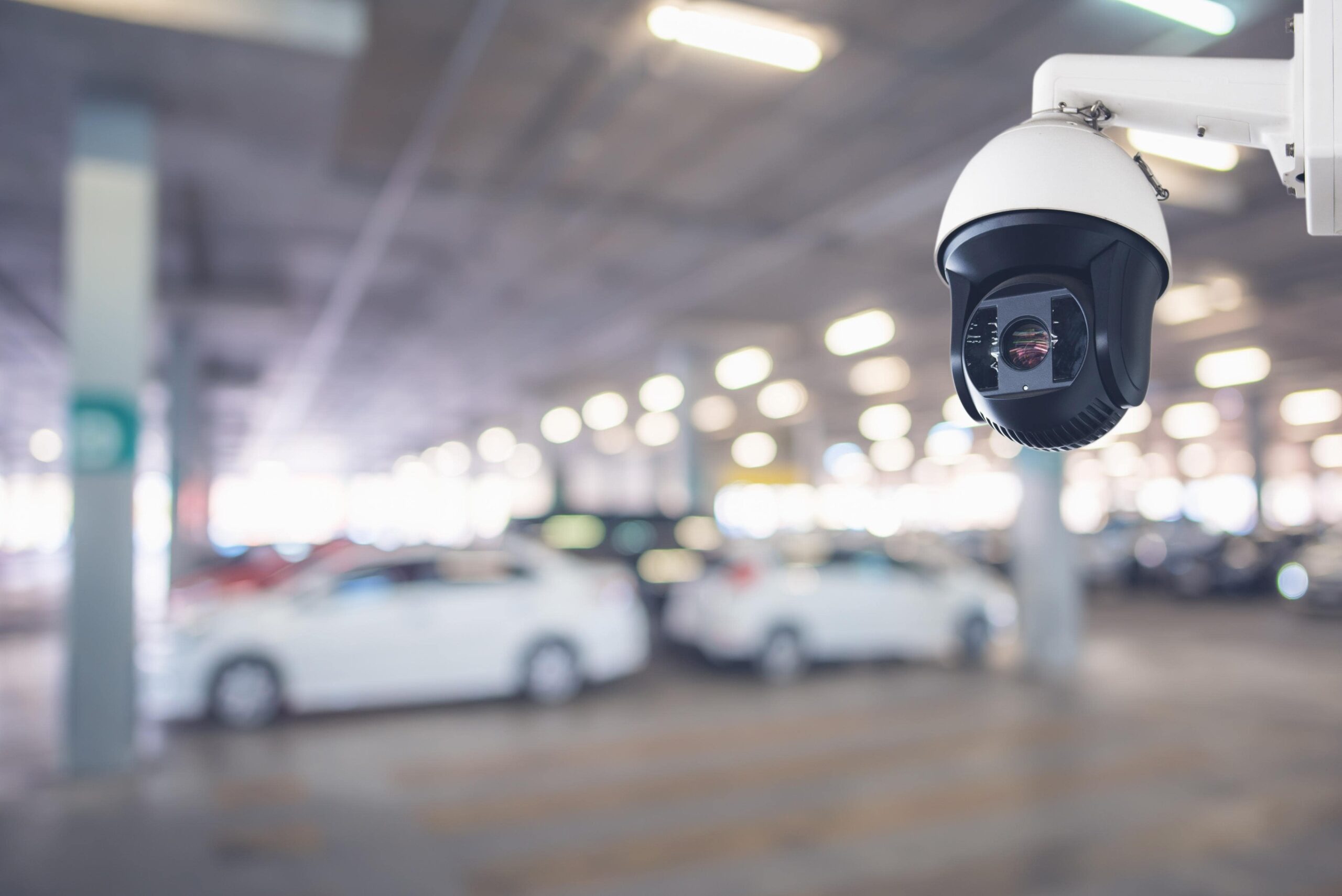 Kamera monitoringu zamontowana na parkingu